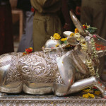 Shiva mount silver Nandi in Mahakaleshwar temple ;