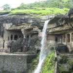 Ellora caves-1-to-5-with-a-waterfall