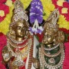 Siva Parvati statue crown flowers