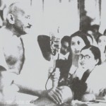 MS and Sadasivam seen at a prayer meeting with Mahatma Gandhi